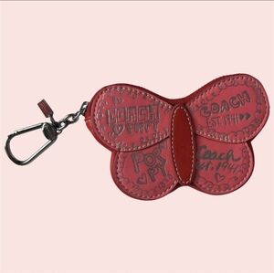 VTG Y2K Coach Poppy Graffiti Limited Edition Butterfly Zip Keychain Fob Charm